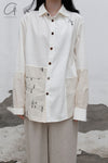 AVIVA JIFEI XUE Ancient Constellation Embroidered Patchwork White Shirt S22-ELSS